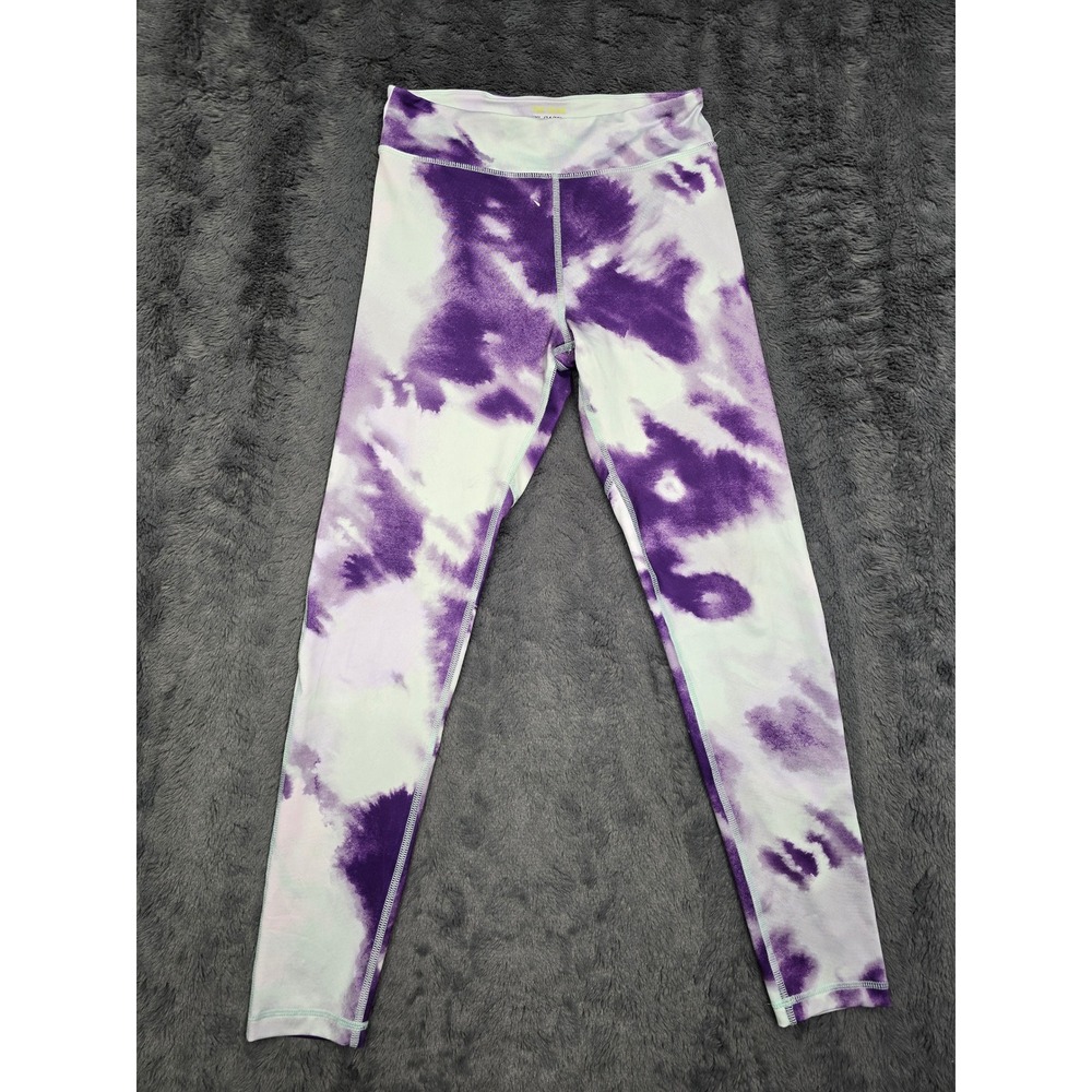 Tek Gear Womens XL 14/16 Purple White Tie Dye Activewear Leggings Yoga Pants